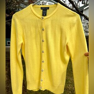 New York & Co Yellow Cardi Cardigan Sweater Diamond Button up S
